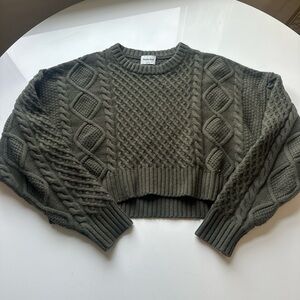 Aritzia Sundays best Olive Cable Knit Cropped Sweater